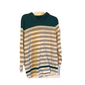 Teal, Gray, and White Hooded Top